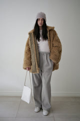 Reversible fur coat, Camel