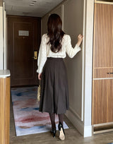 Berina brushed pleated long skirt