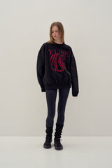 SWEATSHIRT EARTHYUSE NEEDLEWORK - BLACK