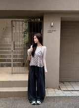 [SHOPPERMADE] シフォンチェックホルターネックスリーブレスブラウス