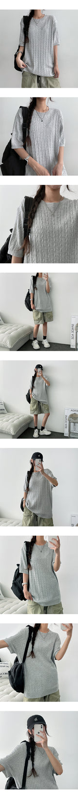 Rome Twisted Round Short-Sleeved Knitwear