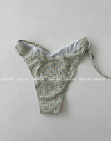 Flower embroidered tube top bikini