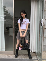 チェックシフォンミニスカート (4C)