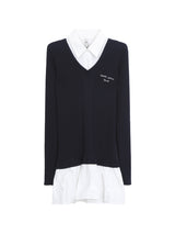 Navy Blue Collar Shirt Dress