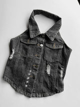 26SS★ [MADE] コルセットデニムホルタートップス