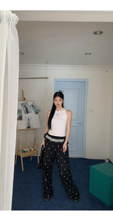 cat lace bow sleeveless tee
