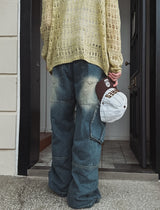 Hard Vintage Washed Cargo Denim Pants