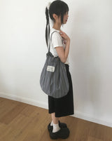 ソアンストライプパッチ ビッグショルダーバッグ