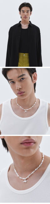 925 Silver パールコインネックレス_Pearl White