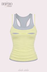 Lemon slit layered sleeveless t-shirt