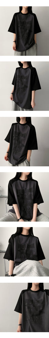 OリングカラーラグランショートスリーブTシャツ