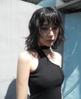 ONE-SHOULDER MUFFLER LACE TOP (BLACK)