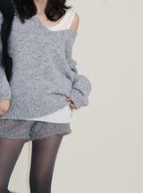 Kina Bendable Angora Fur Micro Shorts (Angora Fur Fabric)