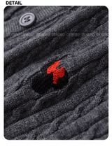 wool button twist embroidered long-sleeved knitwear