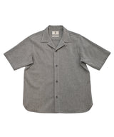 ヘリンボーンリネンレイラード 1/2 シャツ (Black)