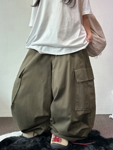 LOOSE CARGO BANDING BALLOON PARACHUTE BALLOON COTTON PANTS 💚🐣🖤 - 3 COLORS