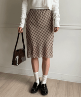softie checkered midi skirt
