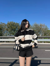 [UNISEX] タケハチダンガラストライプドカラーネックロングスリーブニット (5 colors)