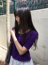テユカラーボタン半袖Tシャツ