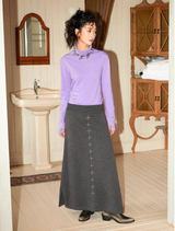 A-line split loose cross-knit half skirt