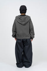 Vintage Washing Crop Hooded Zip-Up