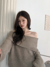 Fine Boucle Off Shoulder Loose Knit (5color)