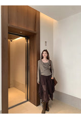 Cozy Soft Shirring Long Sleeve T-shirt
