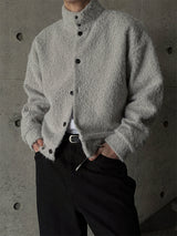 [Unisex] アルパカハイネッククロップカーディガンジャケット(3color)