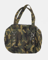 Bande Camo Leopard Stud Baguette Shoulder Bag