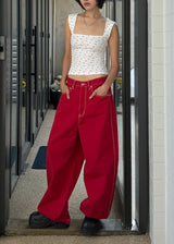 COLOR STITCH WIDE PANTS