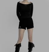 [mnem] alter snap boatneck tee (black)
