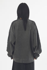 Patch track pigment dyeing sweatshirt