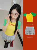 Lemonade Unbalanced Off-Shoulder Short-Sleeved T-Shirt