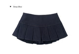 Laugh Pleats Denim Mini Skirt Pants