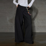  original three-dimensional pleated wide-leg suit trousers