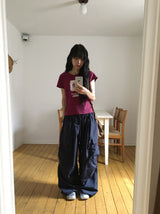 [unisex] Bene Nylon Cargo Parachute Banding Wide Pants