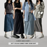  Sundy Charlang Cool Denim Long Skirt [Short & Basic Selection] Lyocell Fabric