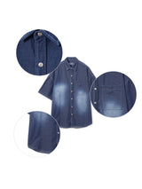 Deep ocean denim set up shirt 2C
