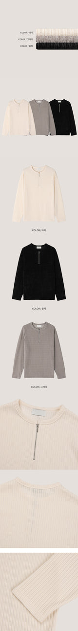 [S/S] Velvet zipper henry neck knit(3color)