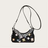 Color Flower Baguette Crossbody Bag