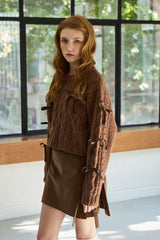 WHIMSICAL WOOL RIBBONE KNIT / BROWN