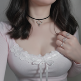 [ITZY Chaeryeong Necklace] レインディールチョーカーネックレス - Silver Color