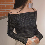 ポニードットオフショルダーTシャツ