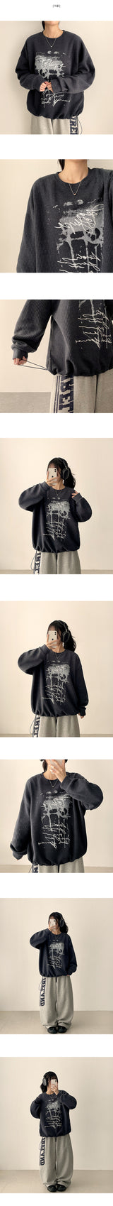 Shio String Ribbed Knit Sweatshirt