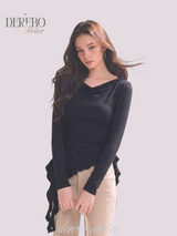 Side Shirring Lady Long Sleeve T-shirt