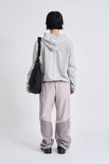 City stripe unbalance hood zip-up