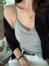 Heather Shirred Cotton Sleeveless Top / 4 Colors