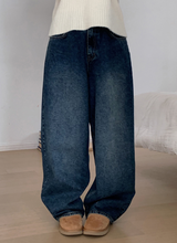 Deep Blue Balloon Wide Denim Pants