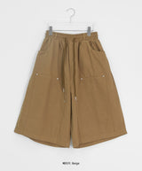 [unisex] チビ ダブルニー ワイド コットン バンディング パンツ