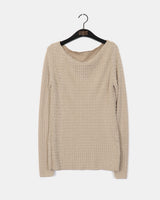 サフファースリットボタンボートネックニットTシャツ